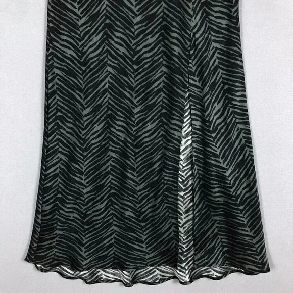 $299 ANINE BING Dolly Silk Skirt Zebra Print Size XS Midi Slit Willow Green Gray - Picture 5 of 16